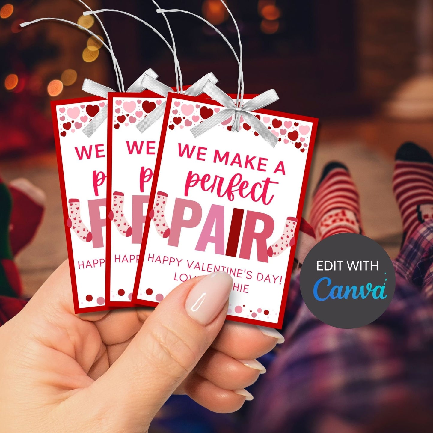 Printable Socks Tag | Valentines Day | Instant Download | VDay Party Diy Printable Tags | Friend Classmate Coworker | Valentines Gift Tags