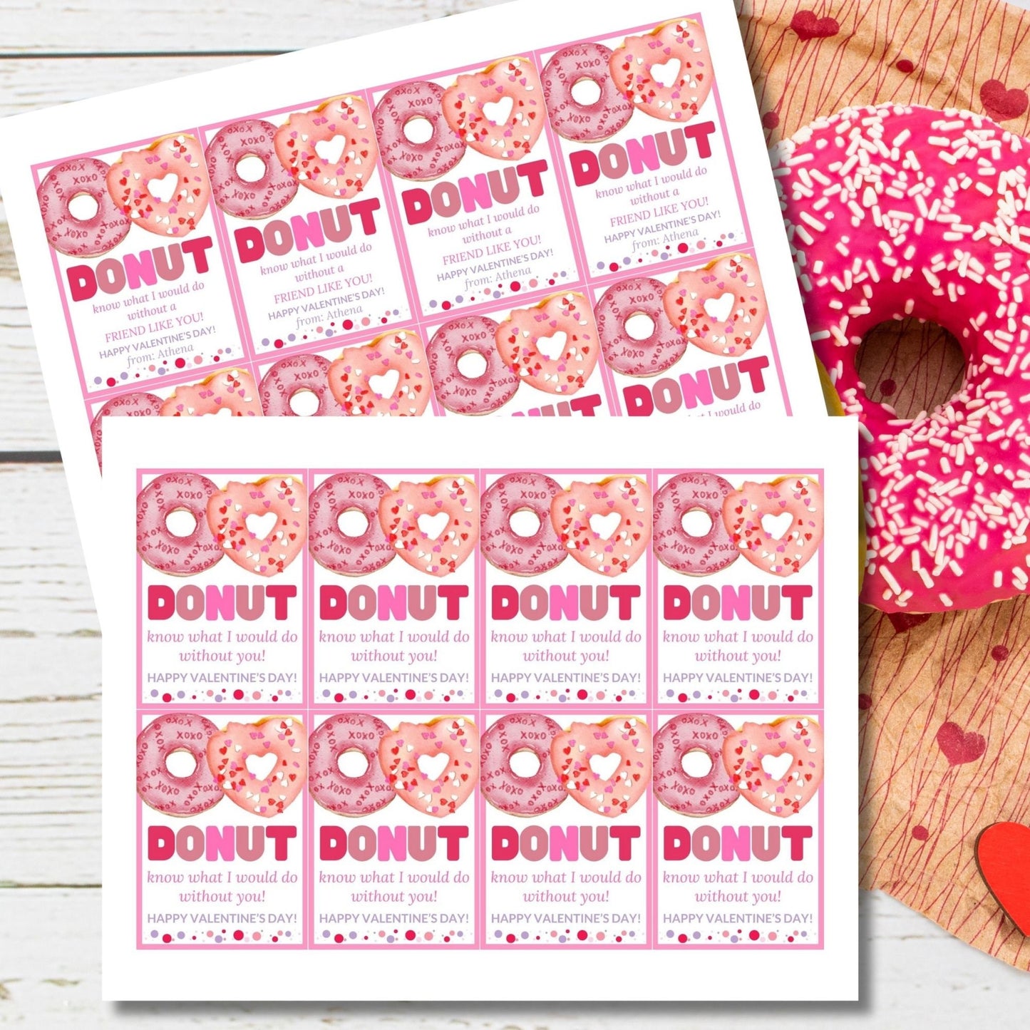 Printable Donut Know What I Would Do Without You | Dunkin Donut Tag | Valentine Favor Tags | Friend Like You | Donut Stickers