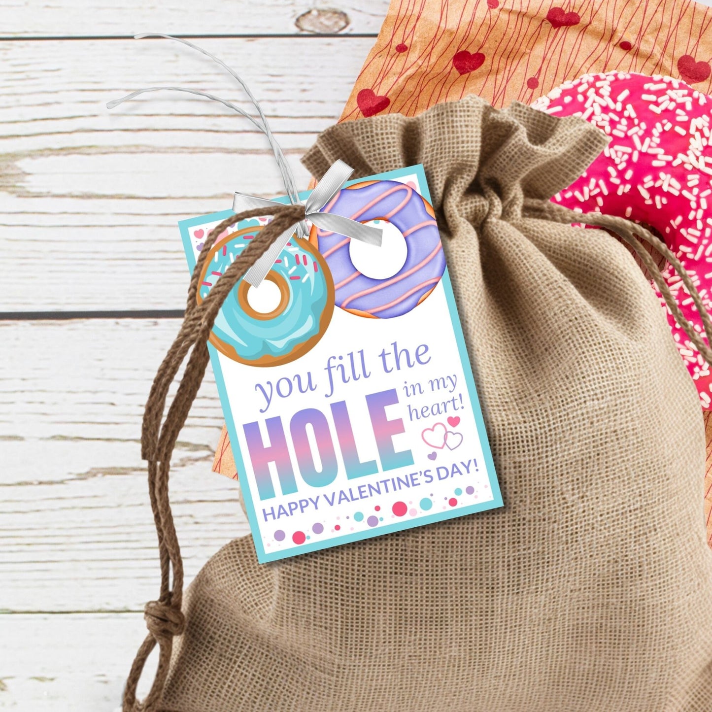 Printable Donut Hole Tag | Donut Birthday Valentine Baby Shower | Treat Topper | Chocolate Vanilla Sprinkle | Editable Template Donut Favor