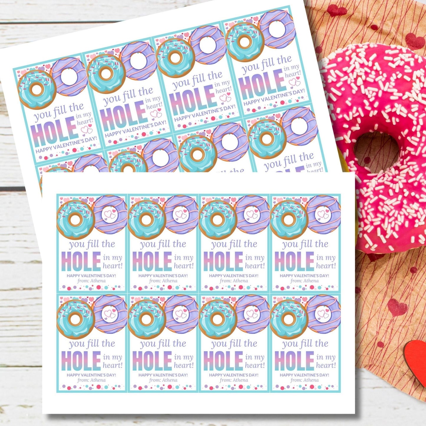 Printable Donut Hole Tag | Donut Birthday Valentine Baby Shower | Treat Topper | Chocolate Vanilla Sprinkle | Editable Template Donut Favor