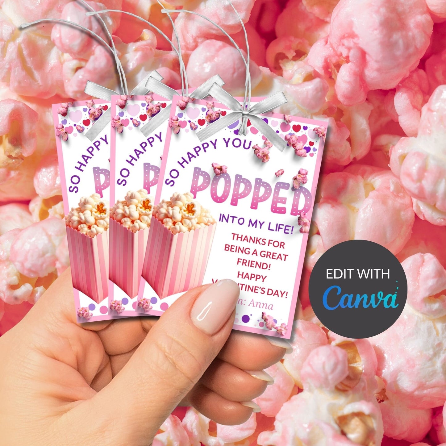 Pink Popcorn Valentine Tag | Have a Poppin | Kids Printable Popcorn Bag Sticker | Appreciation Gift | Instant Download | Classroom Valentine