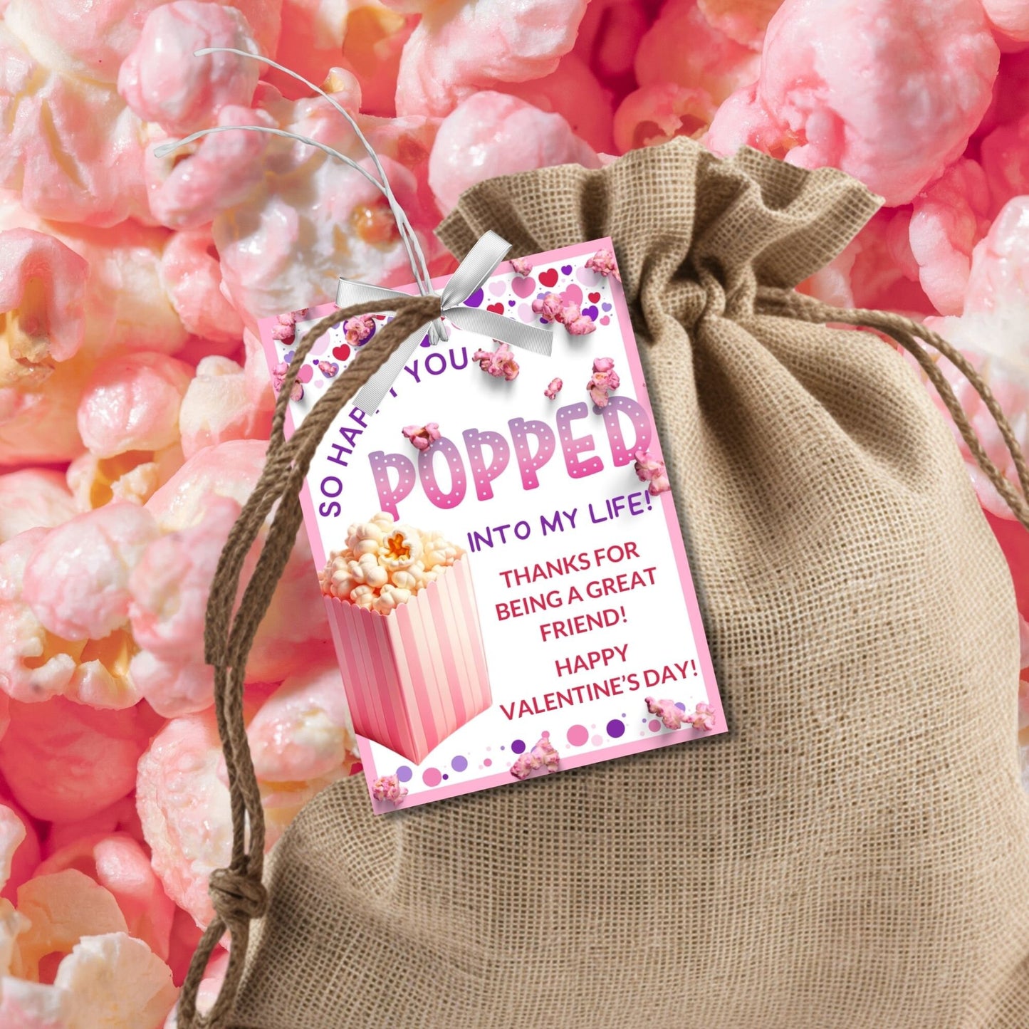 Pink Popcorn Valentine Tag | Have a Poppin | Kids Printable Popcorn Bag Sticker | Appreciation Gift | Instant Download | Classroom Valentine