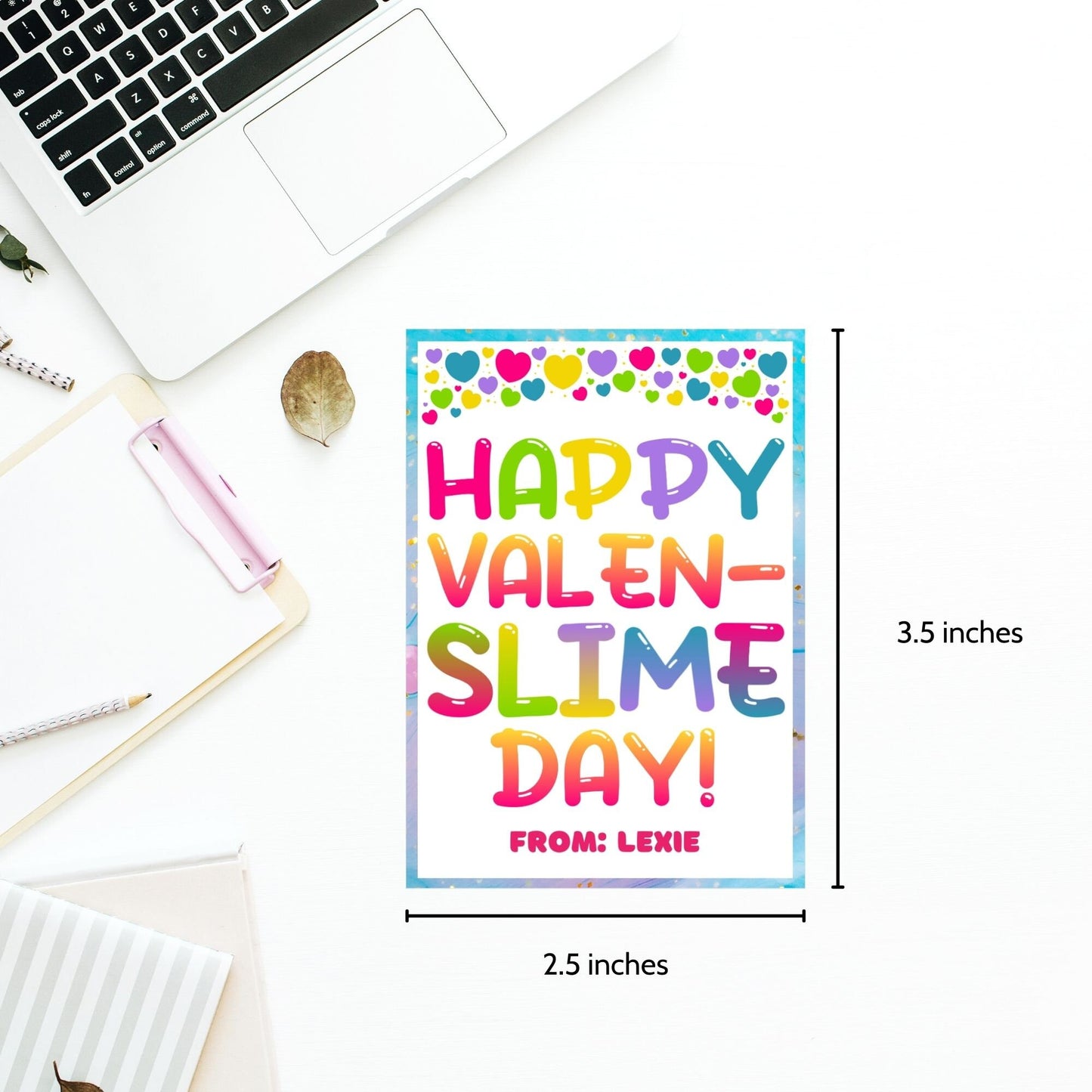 Slime Valentine Tag Sticker | Happy Valenslime Day | Colorful Valentines | Slime Valentine Bag Topper | School Valentine | Classroom Treat