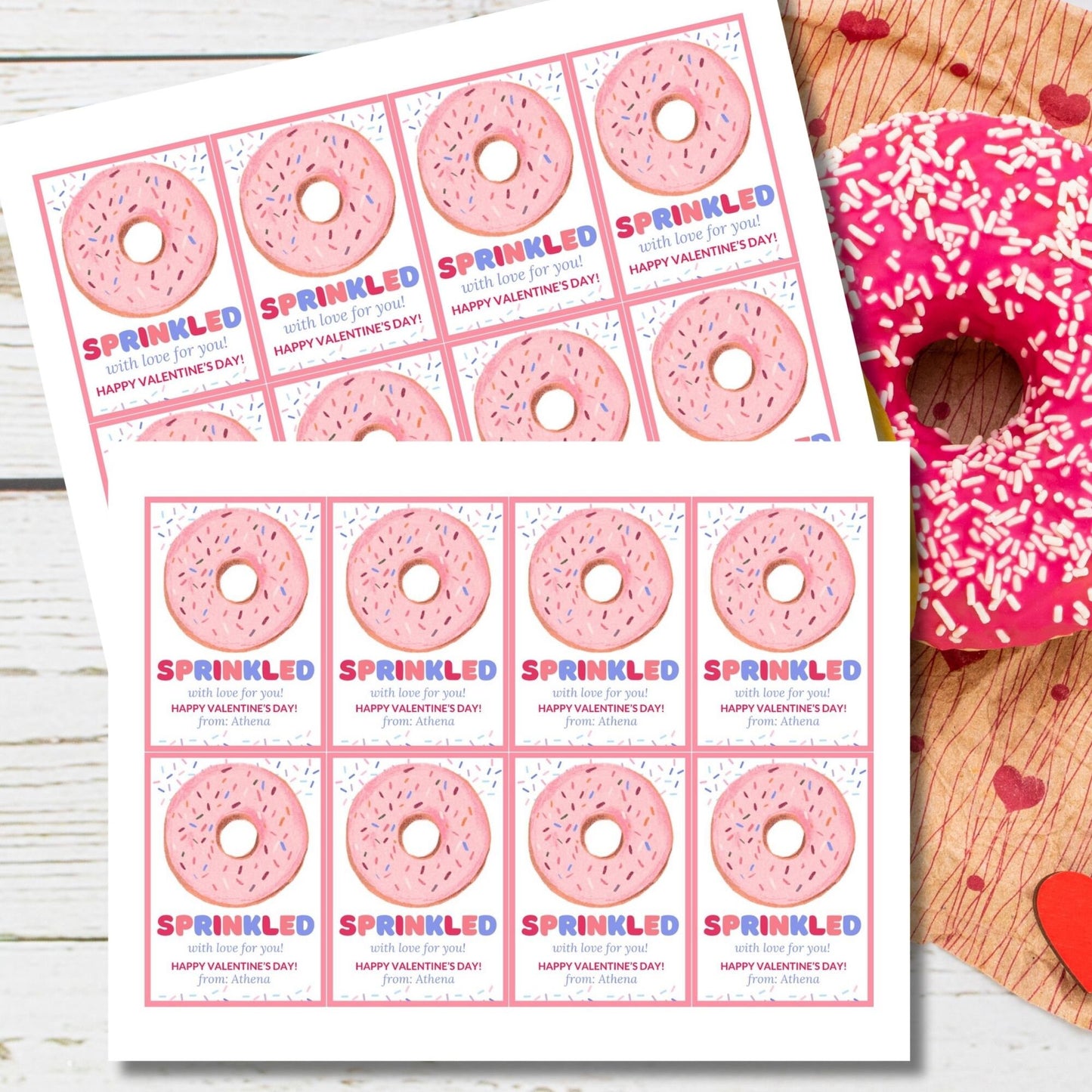 Printable Donut Sprinkles Tag | Valentine School Friend Teacher Gift | Donut Theme | Donut Stickers | Edit Yourself Instant Download