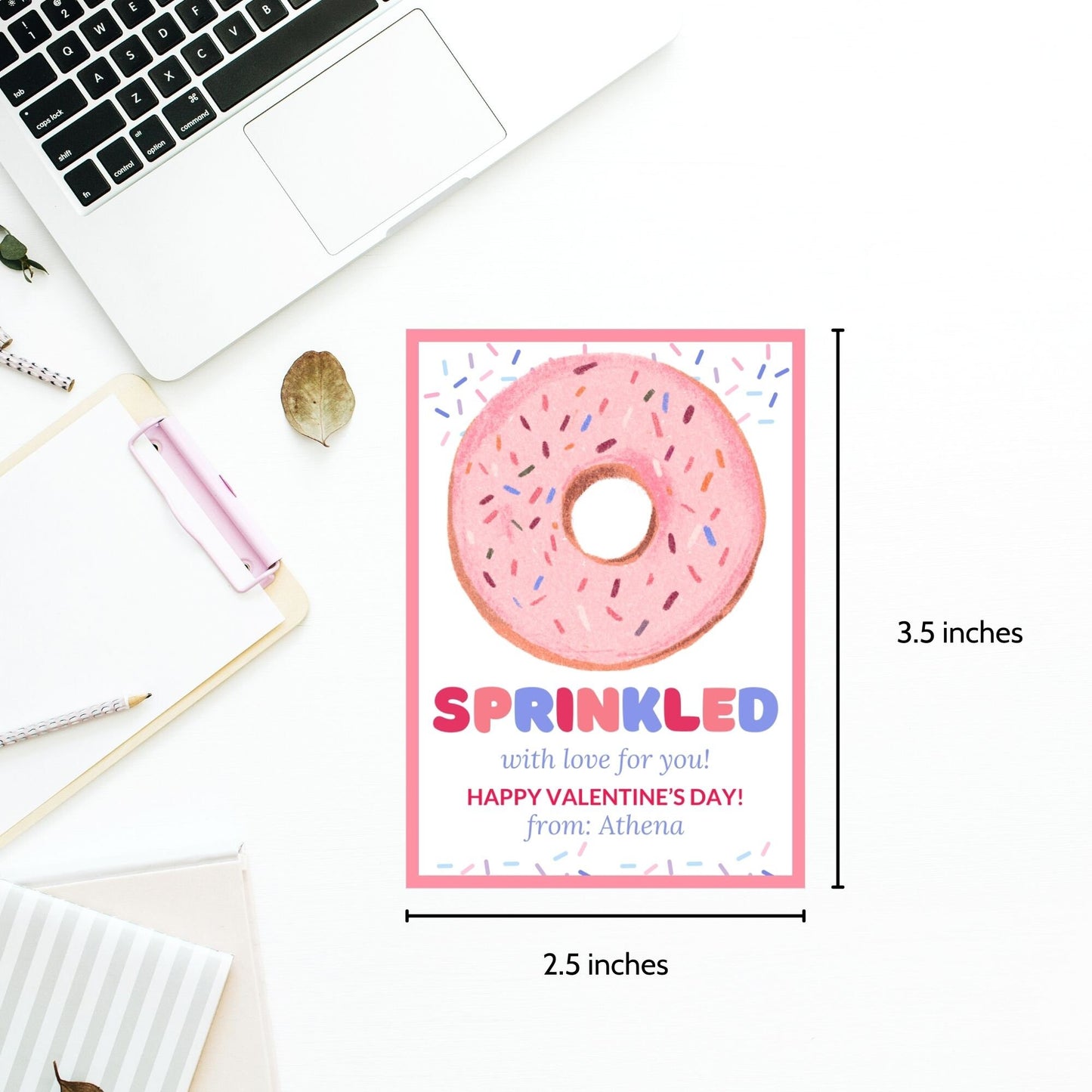 Printable Donut Sprinkles Tag | Valentine School Friend Teacher Gift | Donut Theme | Donut Stickers | Edit Yourself Instant Download