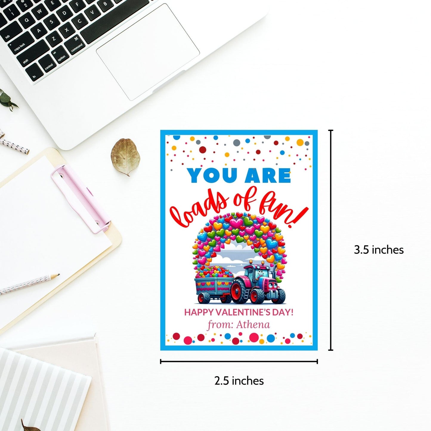 Boy Valentine | Tractor Valentine | Kids Printable Valentine | Class Favor Gift Tag | Kids Valentines | Kids Valentine | Valentine Sticker