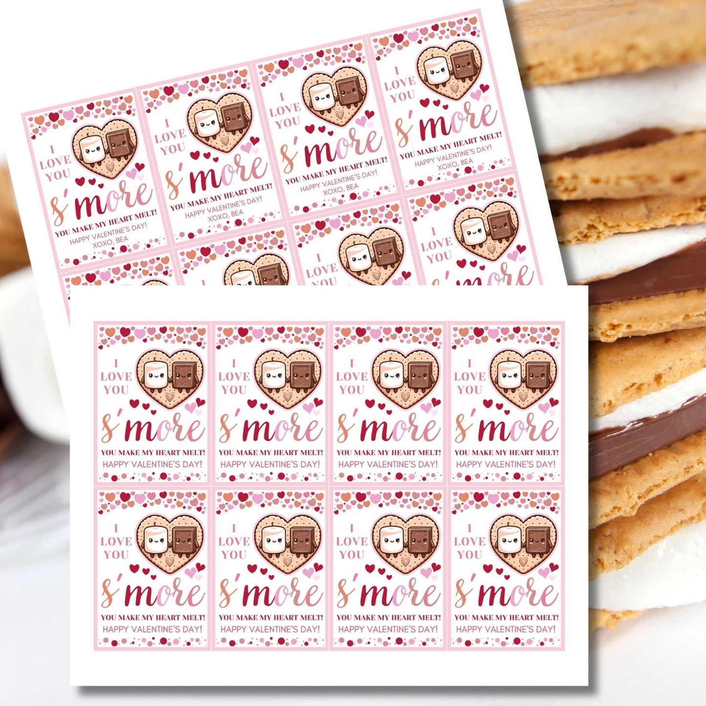 I Love You Smore Printable | Instant Download | Editable | Smores Bar | Smores Valentine Tag | Teacher Friend Classmate Smores