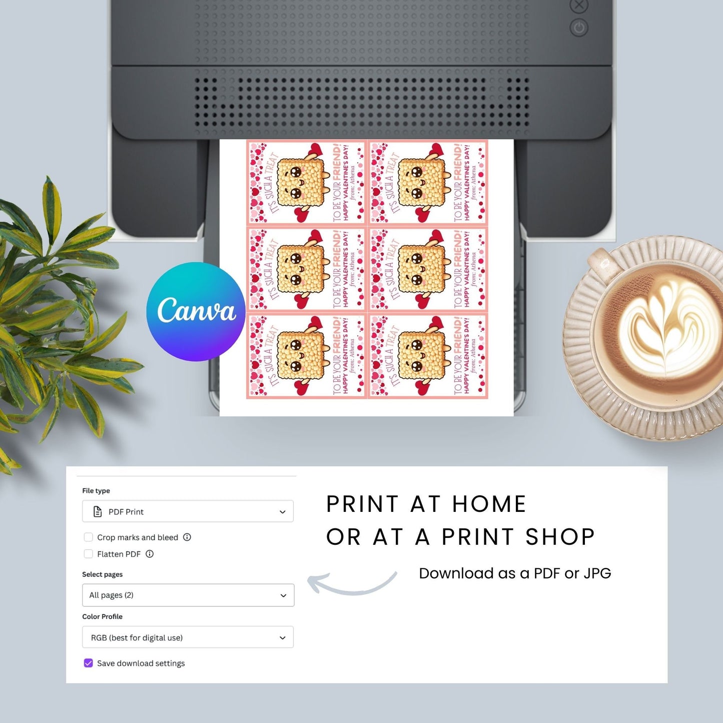 Rice Krispy Treat Printable Valentine Cards | Rice Crispies | Kids Classmate Classroom Friend Snack Bars | Pdf Printable Editable Name