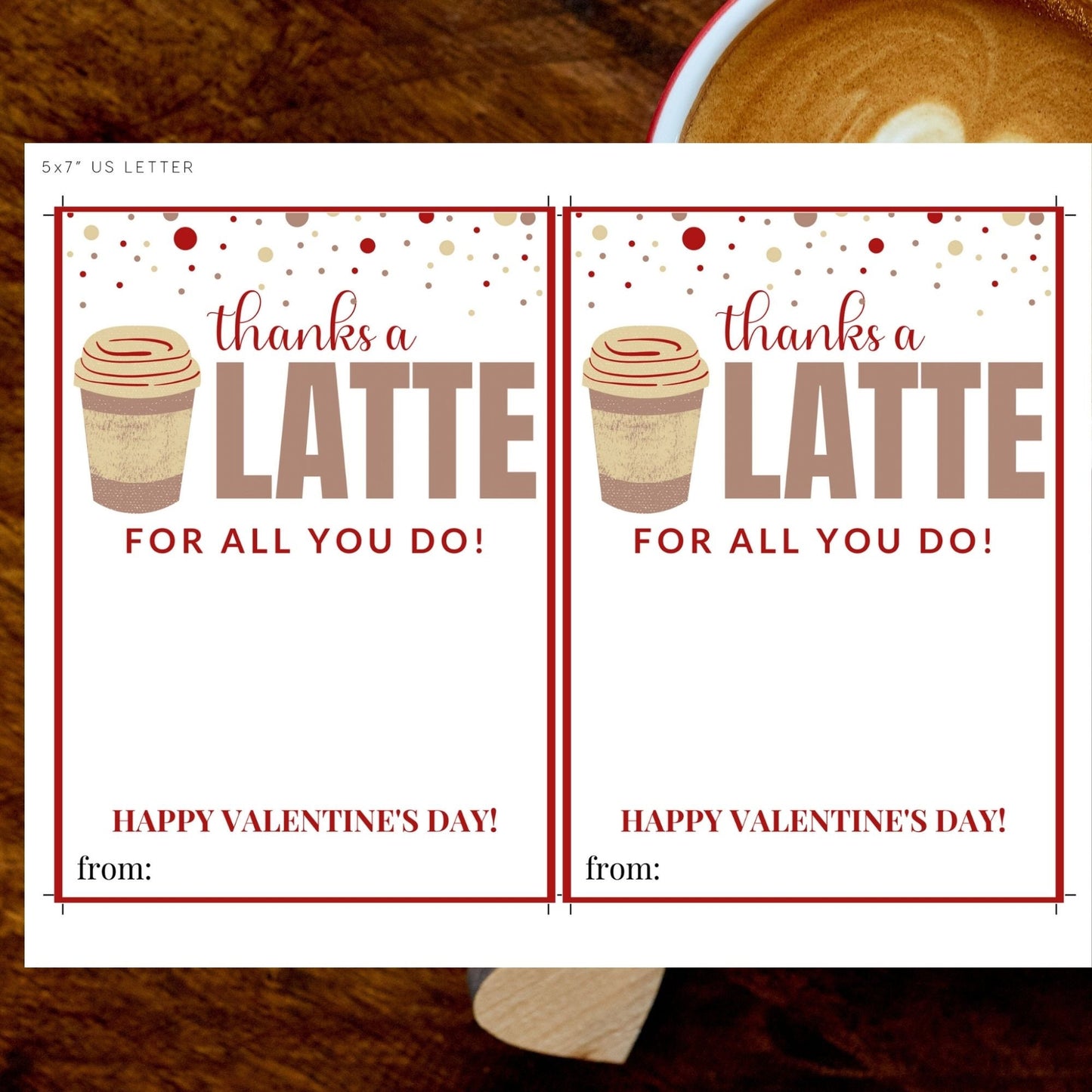 Thanks a Latte Valentine Gift Card Holder Boy Guy Him | Coffee Gift Card Teacher Nurse PTA PTO Coworker Colleague Friend Gift Card