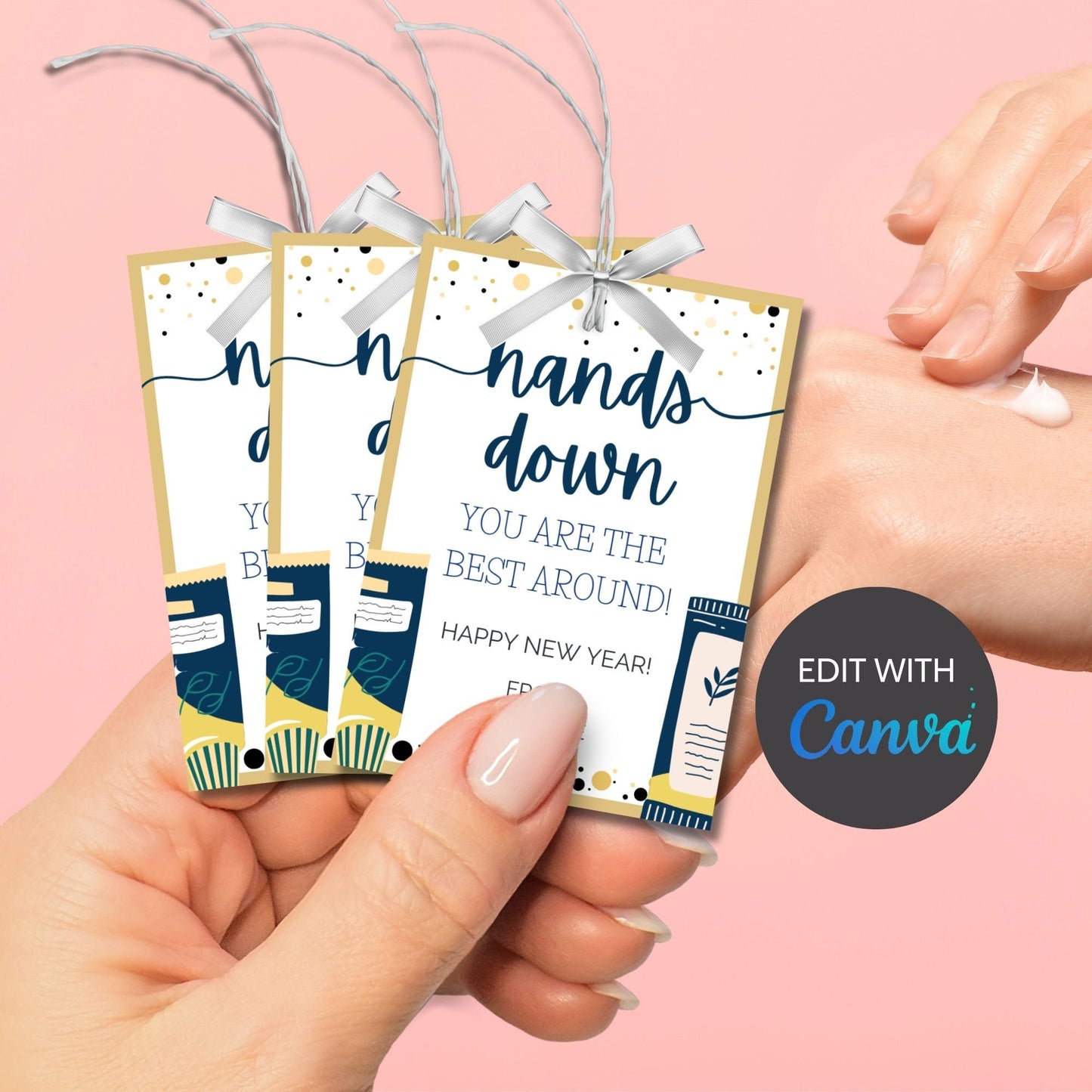 Printable New Year for Teacher Tags Lotion, Hands Down, 2024 Gift Tag, Appreciation, Handmade, Staff Teacher, Neighbor, Friend