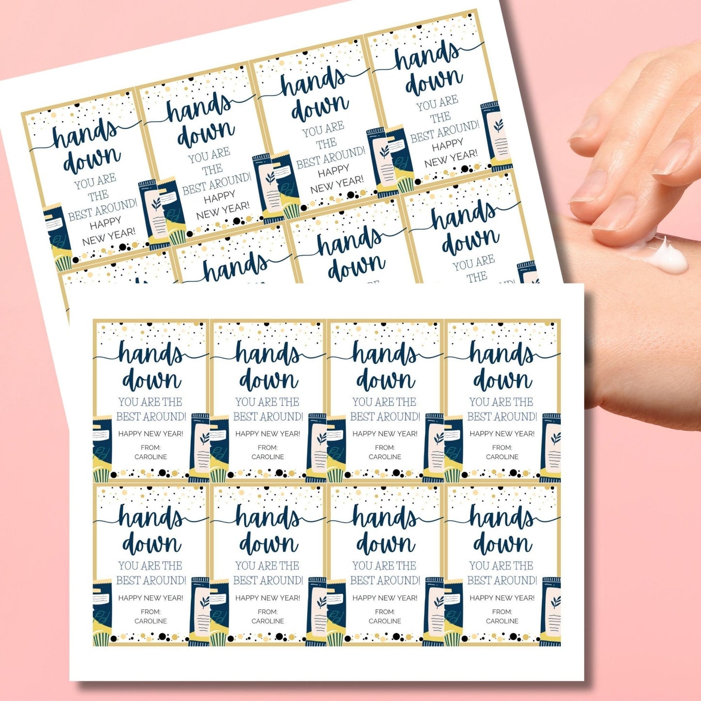 Printable New Year for Teacher Tags Lotion, Hands Down, 2024 Gift Tag, Appreciation, Handmade, Staff Teacher, Neighbor, Friend