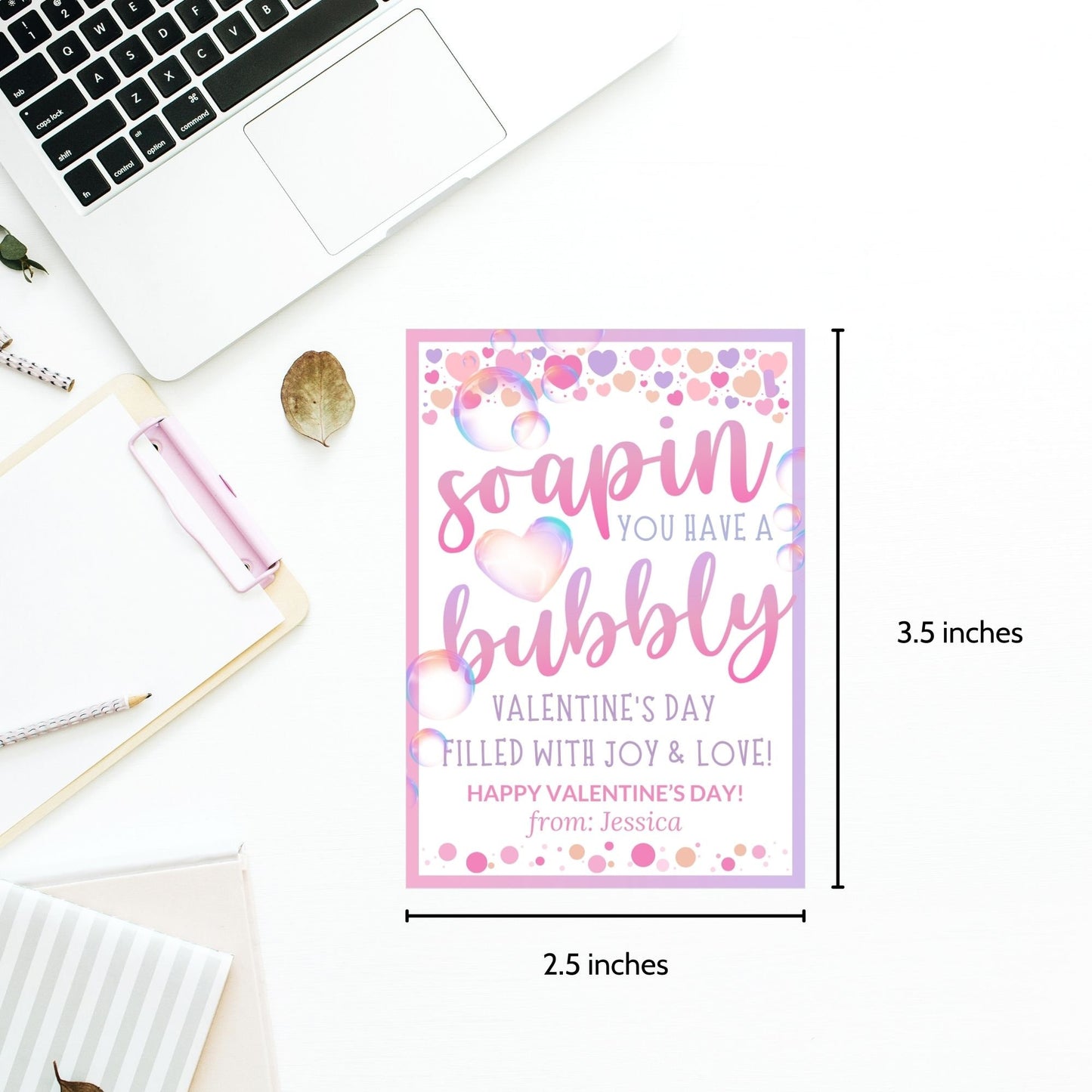 Soap Valentine Printable Gift Tag | Teacher PTA PTO Friend Coworker Neighbor Classroom Valentine | Hand Soap Gift | Instant Download