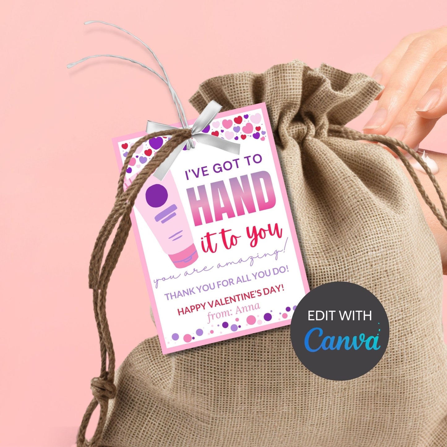 Printable Editable Teachers Valentines Day Gift Tag Hand It To You Are The Best Gift Tag Hand Lotion Teachers Appreciation Tag