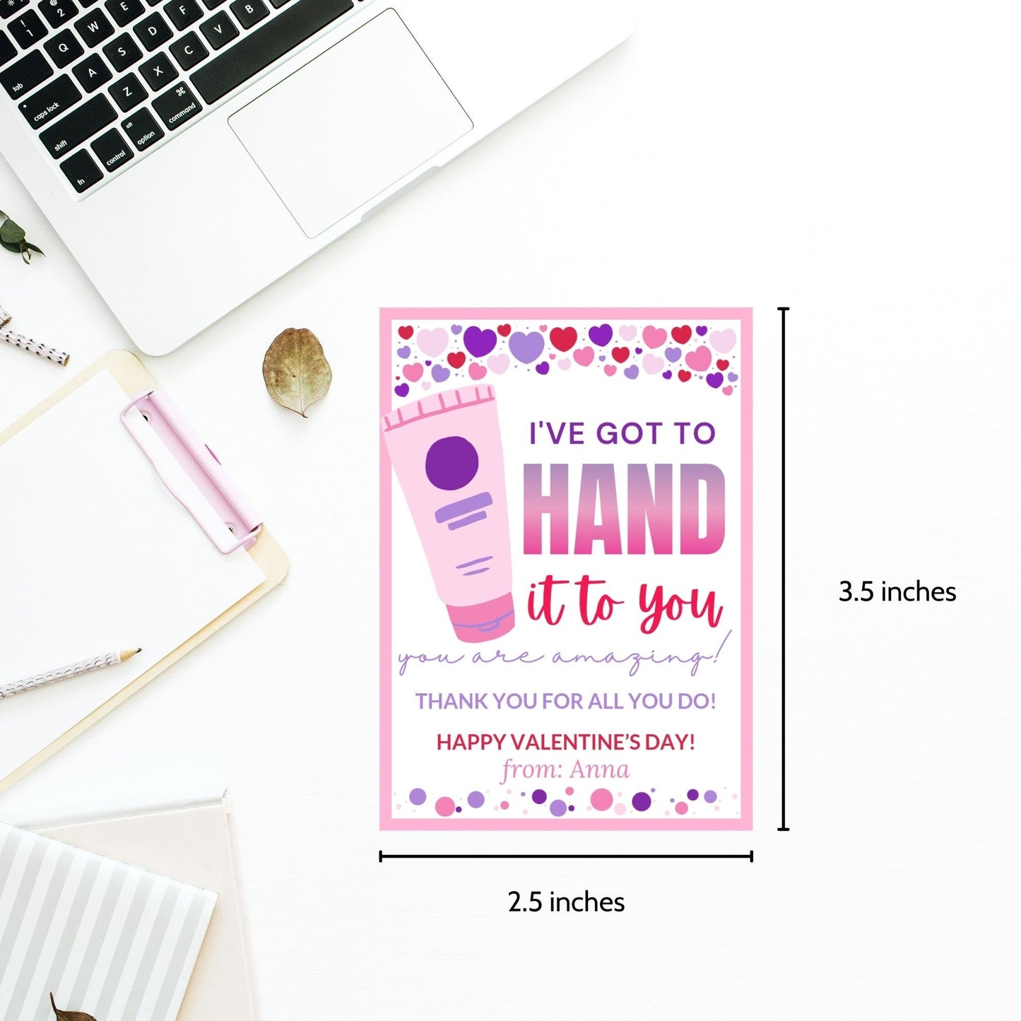 Printable Editable Teachers Valentines Day Gift Tag Hand It To You Are The Best Gift Tag Hand Lotion Teachers Appreciation Tag