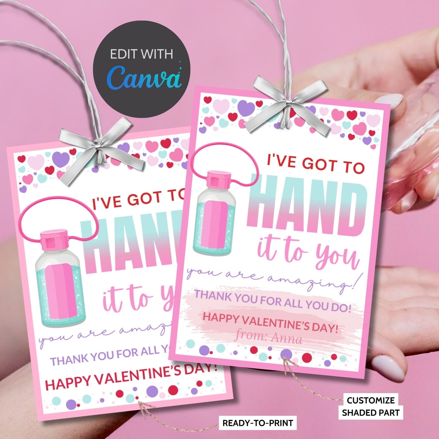 Printable Editable Teachers Valentines Day Gift Tag Hand It To You Are The Best Gift Tag Hand Sanitizer Teachers Appreciation Tag