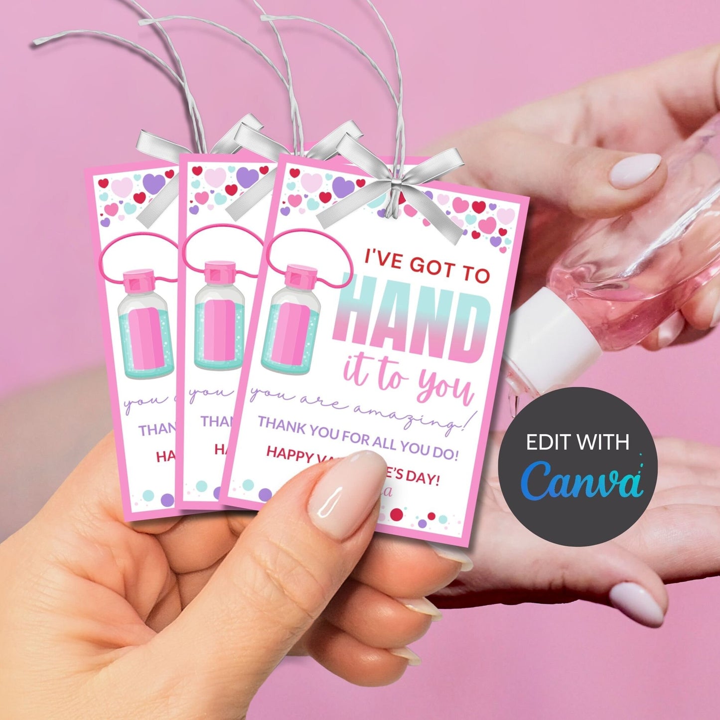Printable Editable Teachers Valentines Day Gift Tag Hand It To You Are The Best Gift Tag Hand Sanitizer Teachers Appreciation Tag