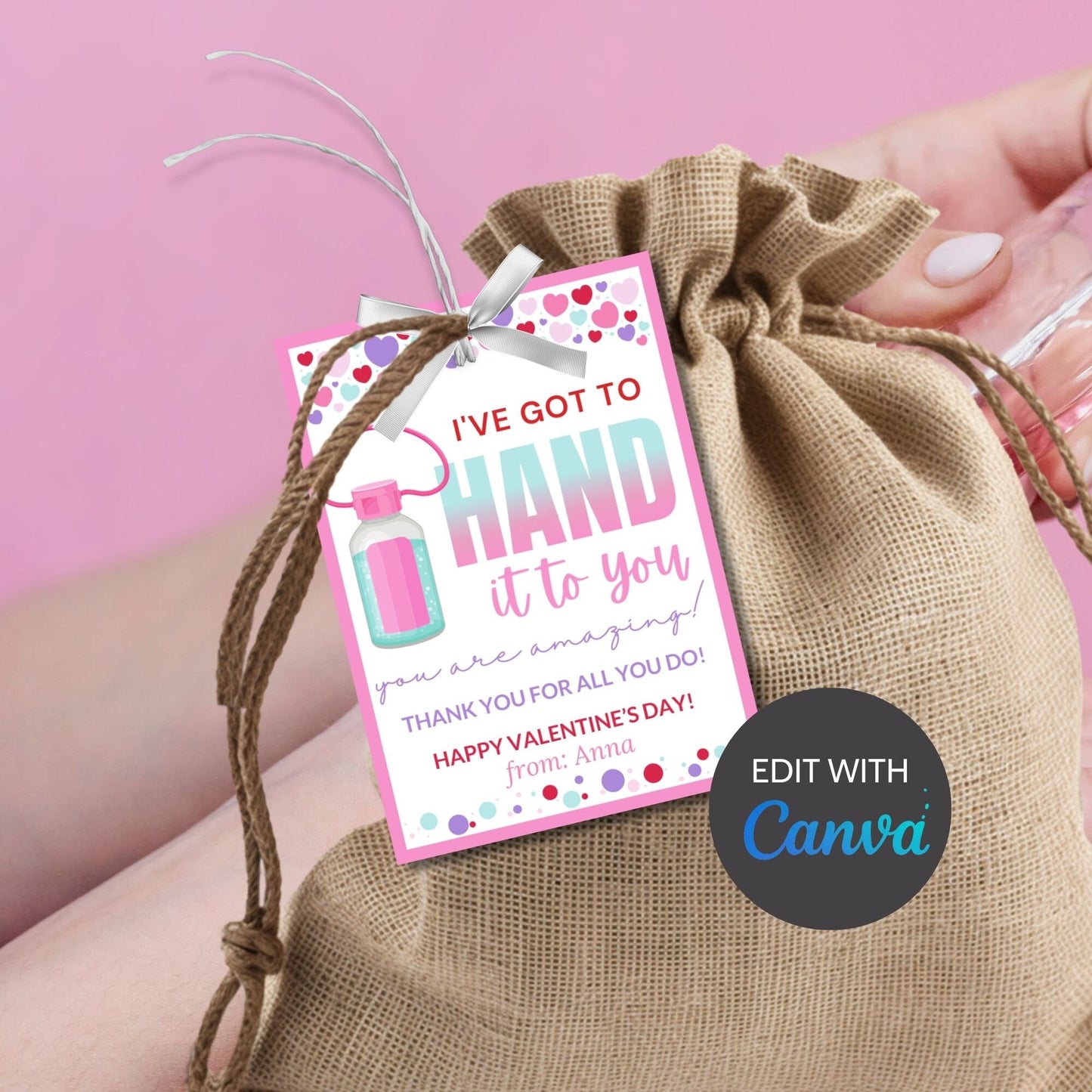 Printable Editable Teachers Valentines Day Gift Tag Hand It To You Are The Best Gift Tag Hand Sanitizer Teachers Appreciation Tag