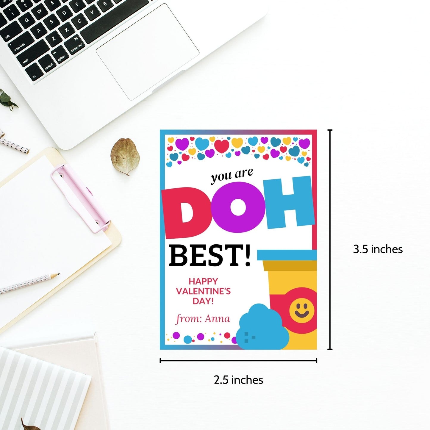 Printable Editable Play-Doh Valentines Tag | Instant Download | From Girl Boy | Class Valentines Party | Printable Valentine Cards For Kids