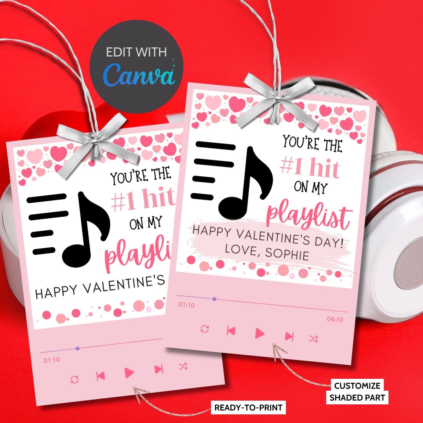 Printable Editable Music Lover Artist Valentines Gift | Anniversary Gift Present | Vintage Vinyl Record | Valentines Sticker | Lover Gift