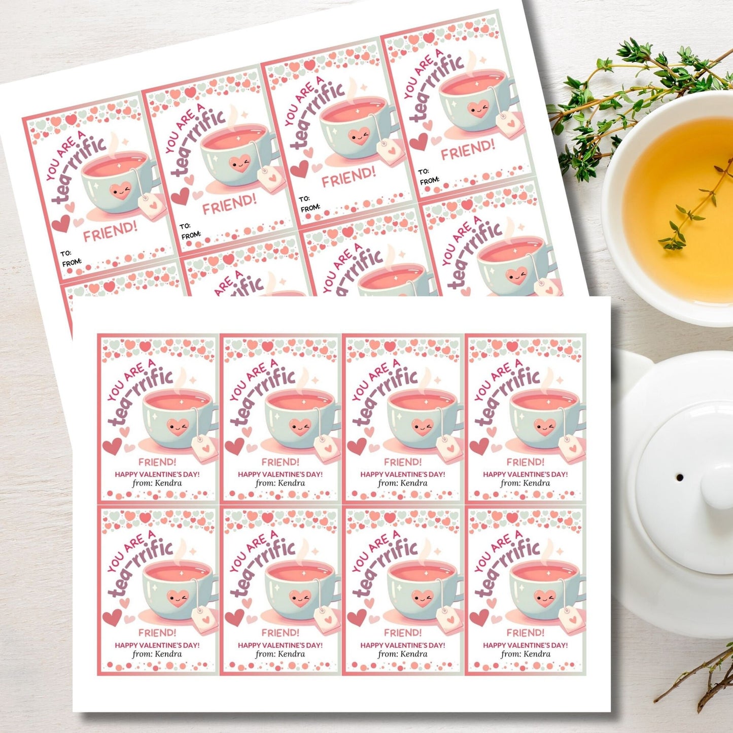 Tea Valentine Printable Card Tag | Kawaii Cute Romantic Gift | Tea Card | Cute Tea | Tea Valentine | Food Pun
