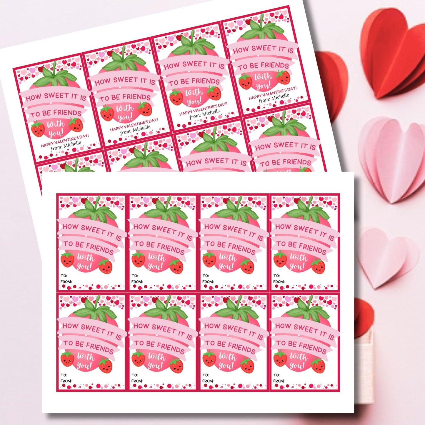 How Sweet It is To Be Friends With You Valentine Gift Tag | Strawberry Dipped Thank You Tag | Strawberry Berry Valentine | Galentine