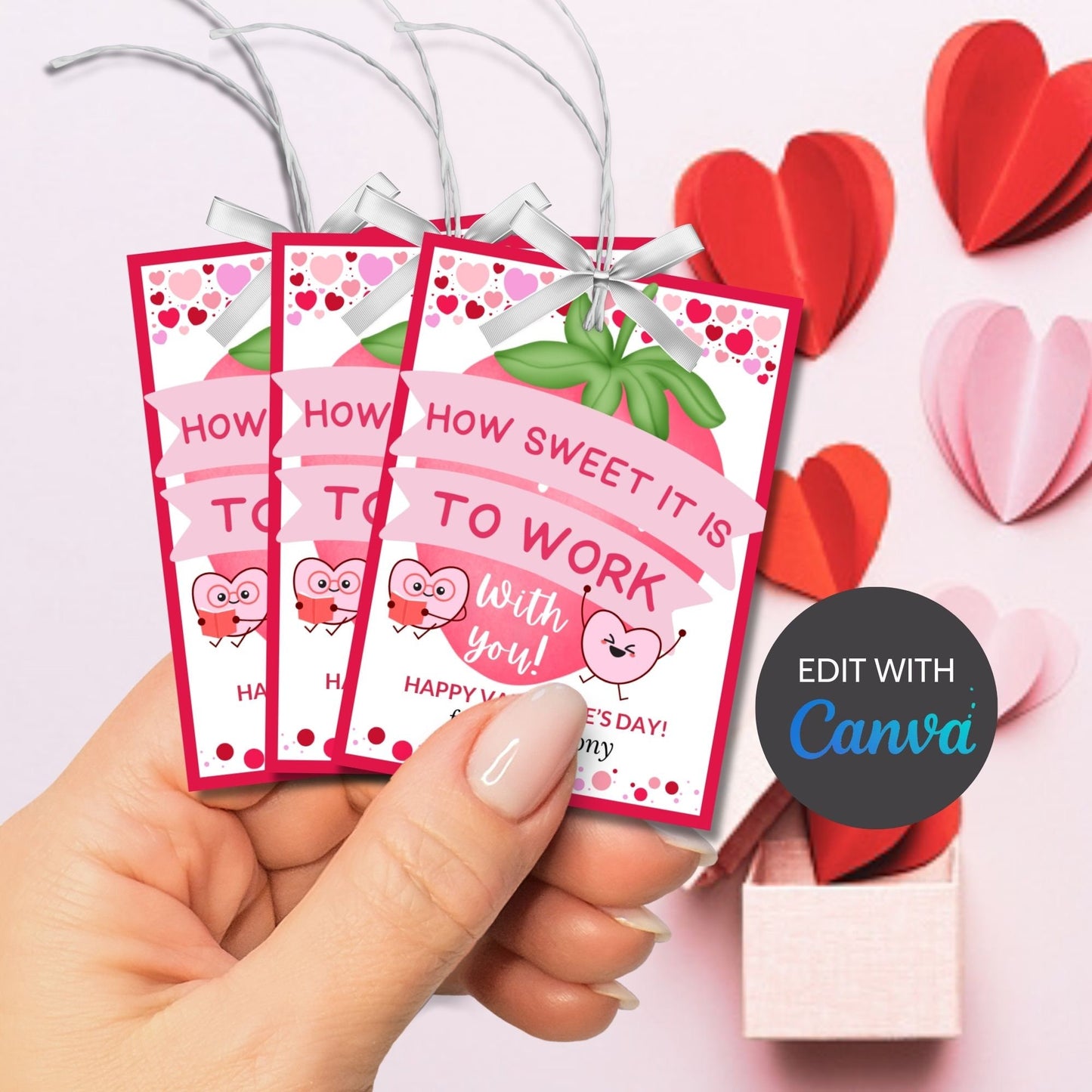 How Sweet It is To Work With You Valentine Gift Tag | Coworker Client Staff | Strawberry Dipped Thank You | Berry Valentine