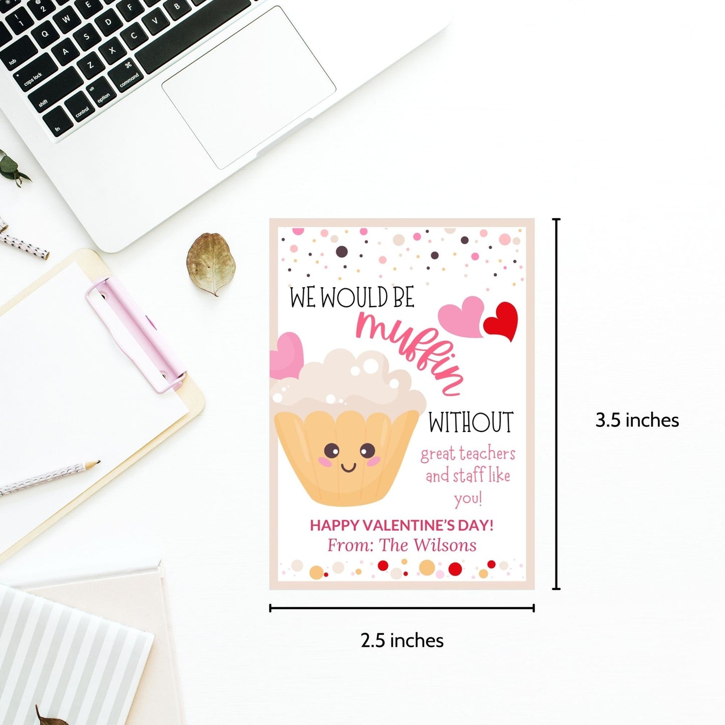 Muffin Valentine Gift Tag Stickers | Would Be Muffin Without | Teacher Staff Family Thank You | Baked Goods Love | Cute Funny Valentine Pun