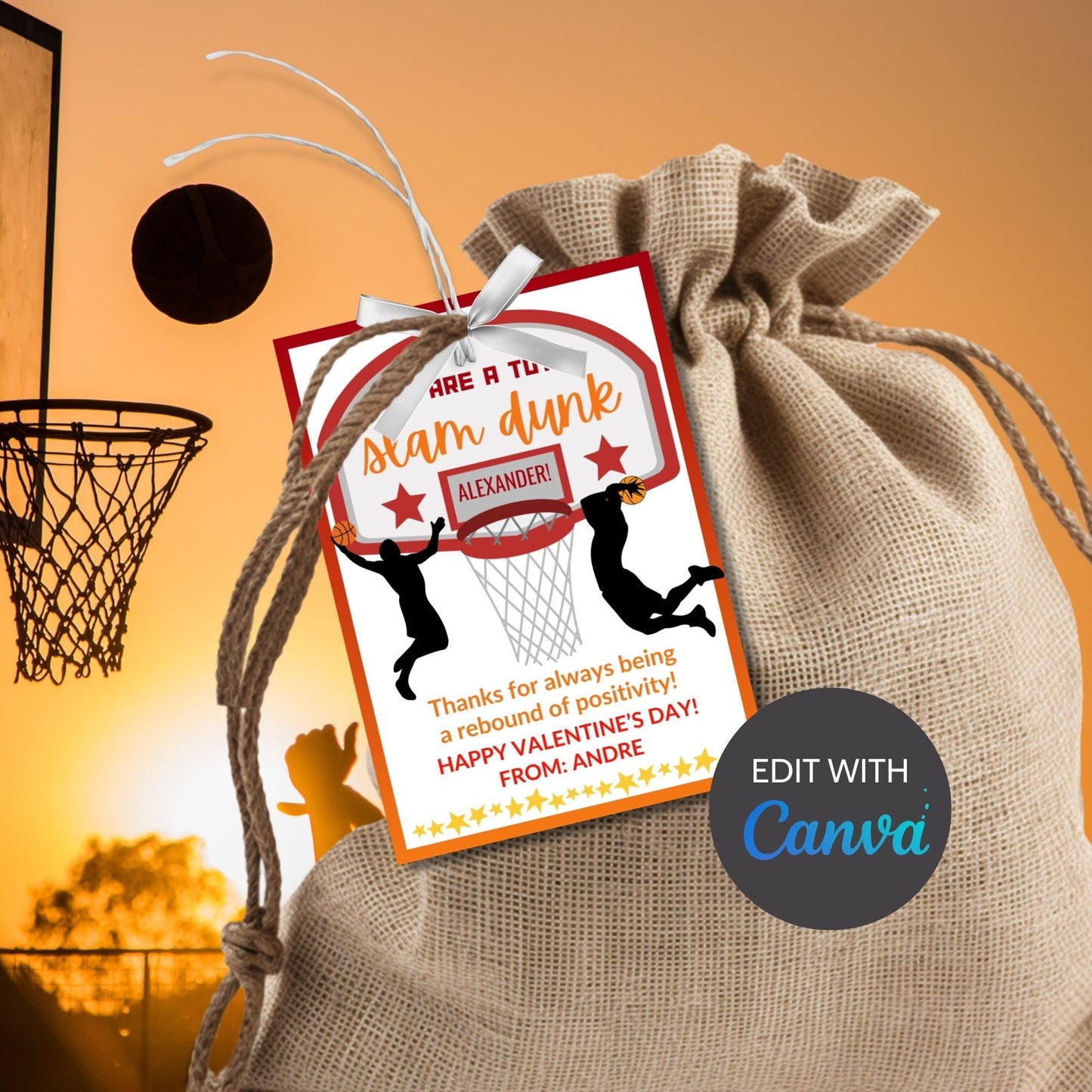 Basketball Valentines Printable Boy | Classroom Valentine | Sports Valentine Day Tag | Instant Download | Slam Dunk | Kids Valentine Cards