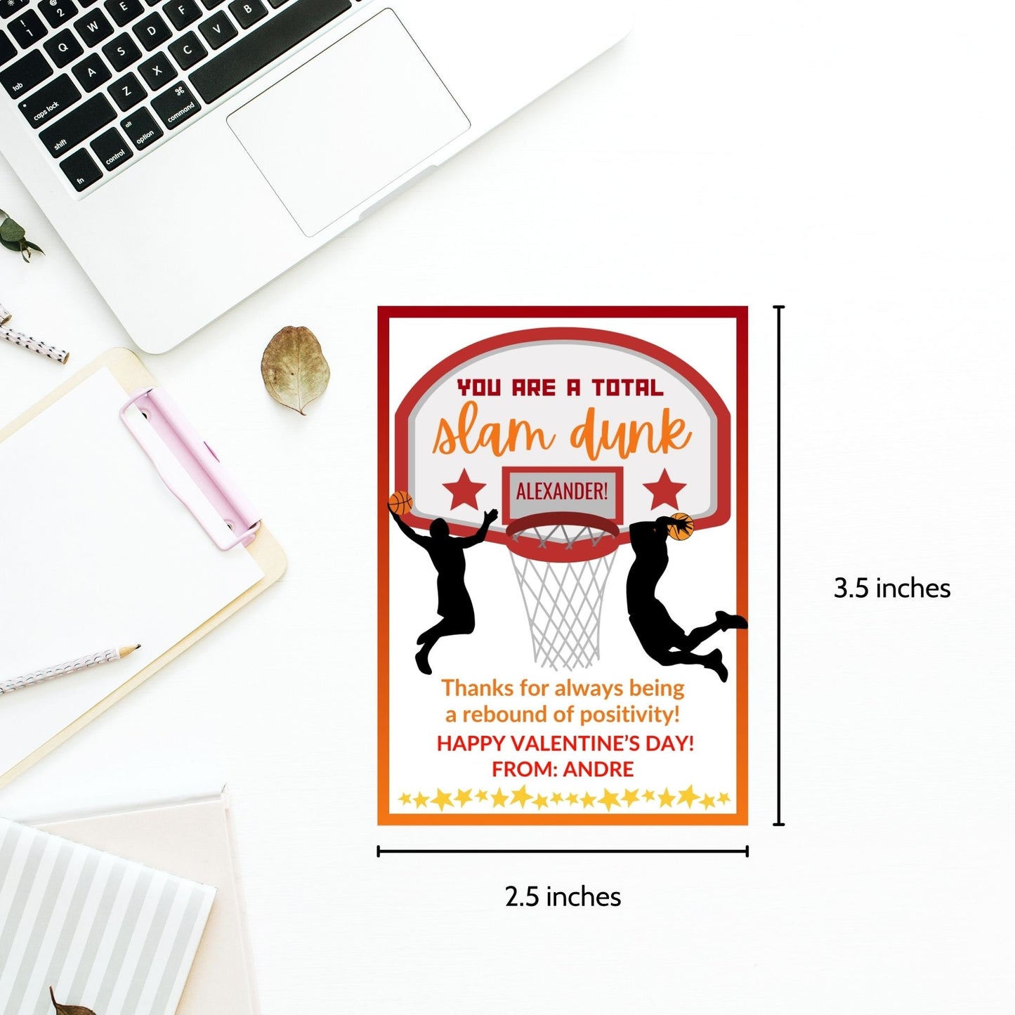 Basketball Valentines Printable Boy | Classroom Valentine | Sports Valentine Day Tag | Instant Download | Slam Dunk | Kids Valentine Cards