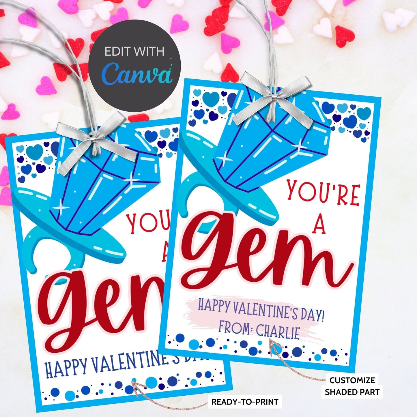 Ring Pop Gem Youre a Gem Valentines Printable Girl Boy | Kids Classmate Classroom Friend Valentine | Instant Download | Kids Valentines Card