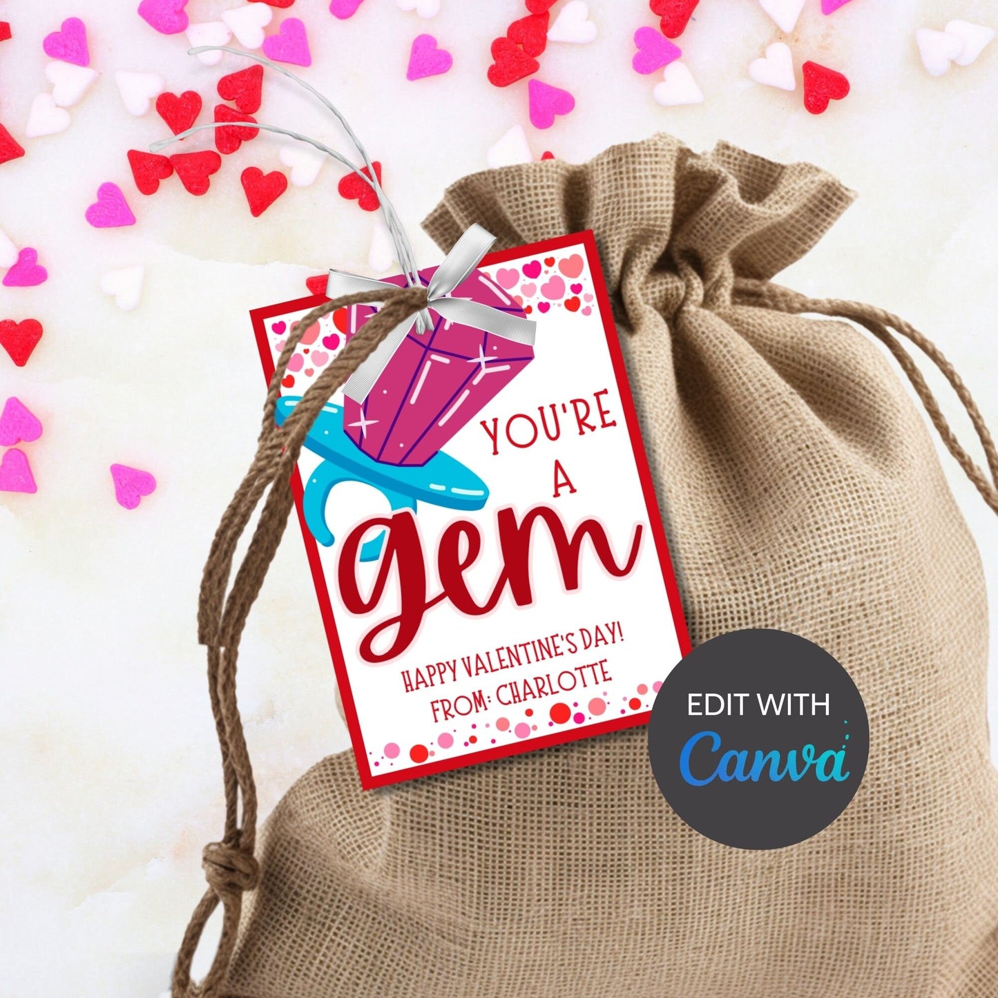Ring Pop Gem Youre a Gem Valentines Printable Girl Boy | Kids Classmate Classroom Friend Valentine | Instant Download | Kids Valentines Card