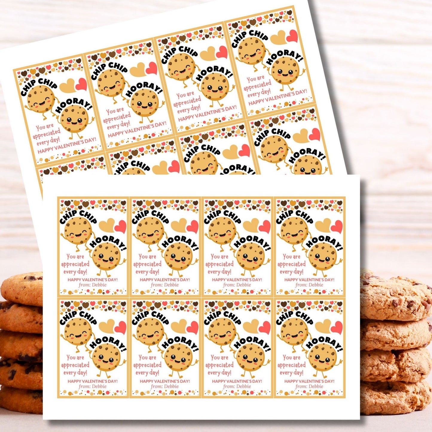 Valentines Tag for Cookie | Chip Hooray Valentine Printable Gift Tag | Chocolate Chip | Kids Preschool Valentine | Snack Size Chip Label