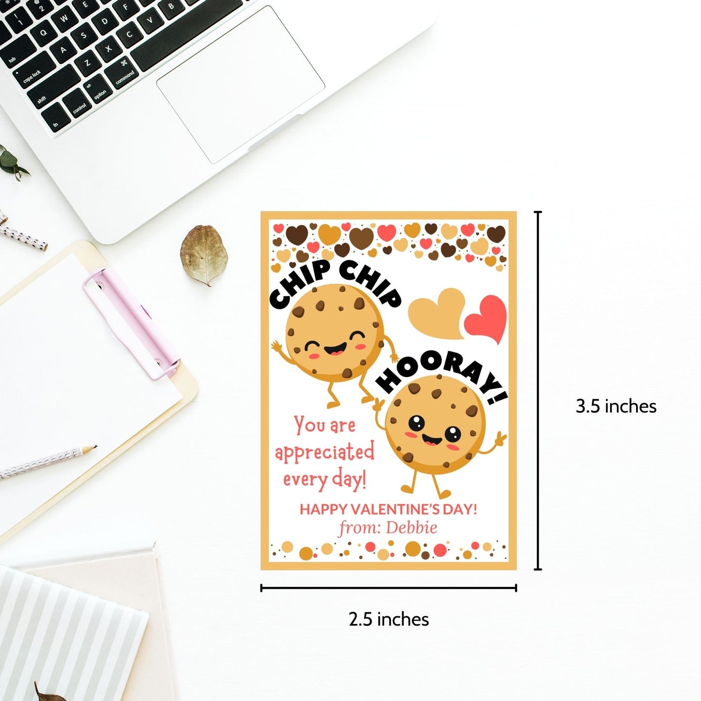 Valentines Tag for Cookie | Chip Hooray Valentine Printable Gift Tag | Chocolate Chip | Kids Preschool Valentine | Snack Size Chip Label