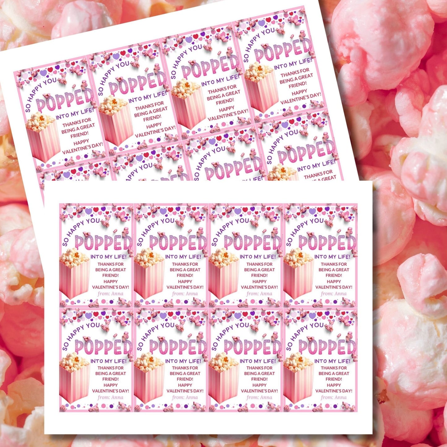 Pink Popcorn Valentine Tag | Have a Poppin | Kids Printable Popcorn Bag Sticker | Appreciation Gift | Instant Download | Classroom Valentine