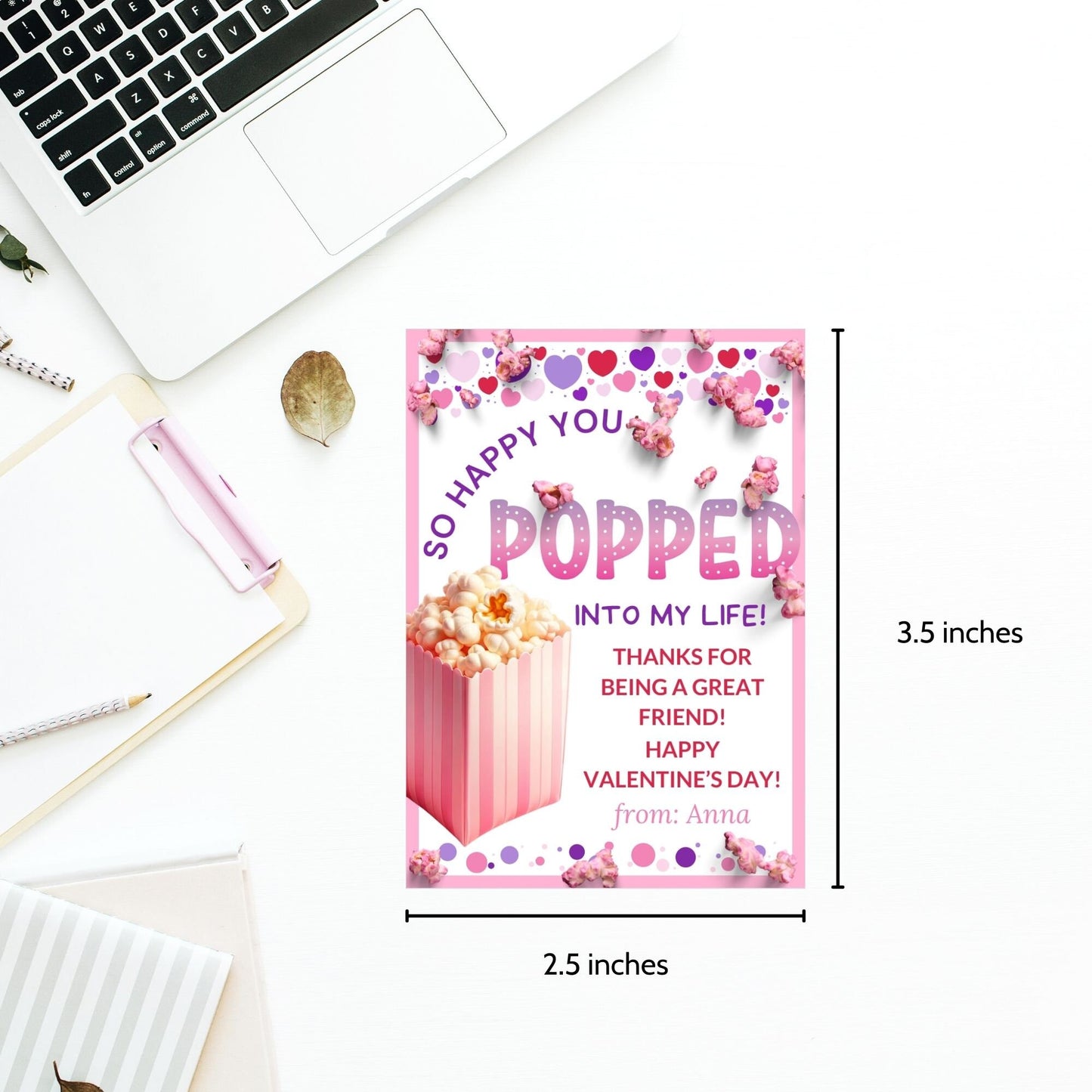 Pink Popcorn Valentine Tag | Have a Poppin | Kids Printable Popcorn Bag Sticker | Appreciation Gift | Instant Download | Classroom Valentine
