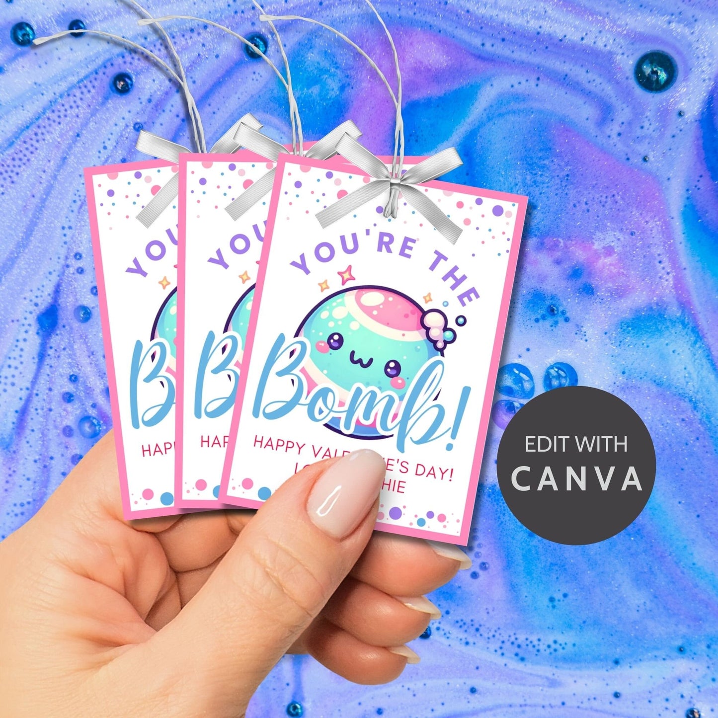 Bath Bomb Editable Printable Tags | Youre the Bomb Tag | Bath Bomb Stickers Packaging | DIY Valentine | Friend Coworker Classmate Neighbor