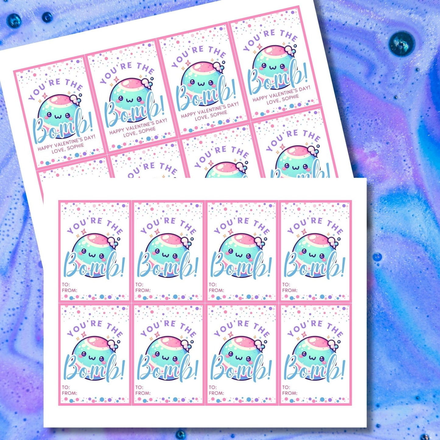 Bath Bomb Editable Printable Tags | Youre the Bomb Tag | Bath Bomb Stickers Packaging | DIY Valentine | Friend Coworker Classmate Neighbor