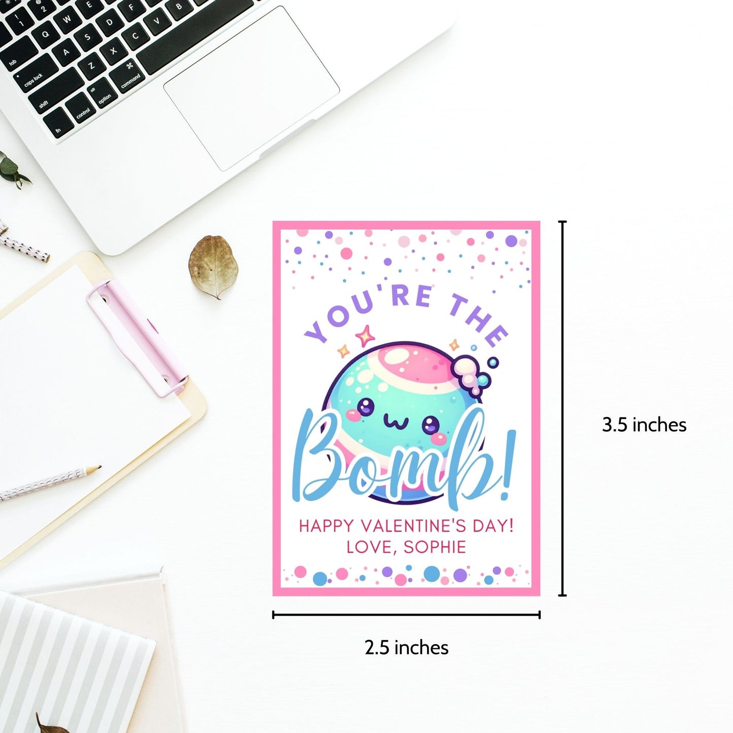 Bath Bomb Editable Printable Tags | Youre the Bomb Tag | Bath Bomb Stickers Packaging | DIY Valentine | Friend Coworker Classmate Neighbor