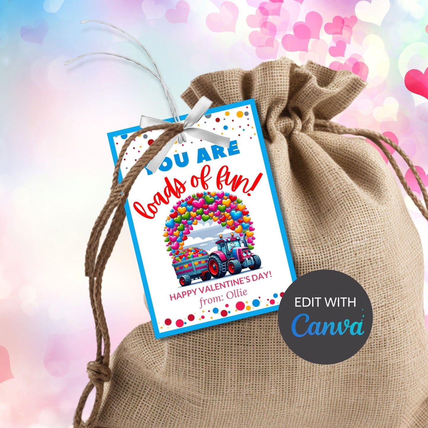 Boy Valentine | Tractor Valentine | Kids Printable Valentine | Class Favor Gift Tag | Kids Valentines | Kids Valentine | Valentine Sticker