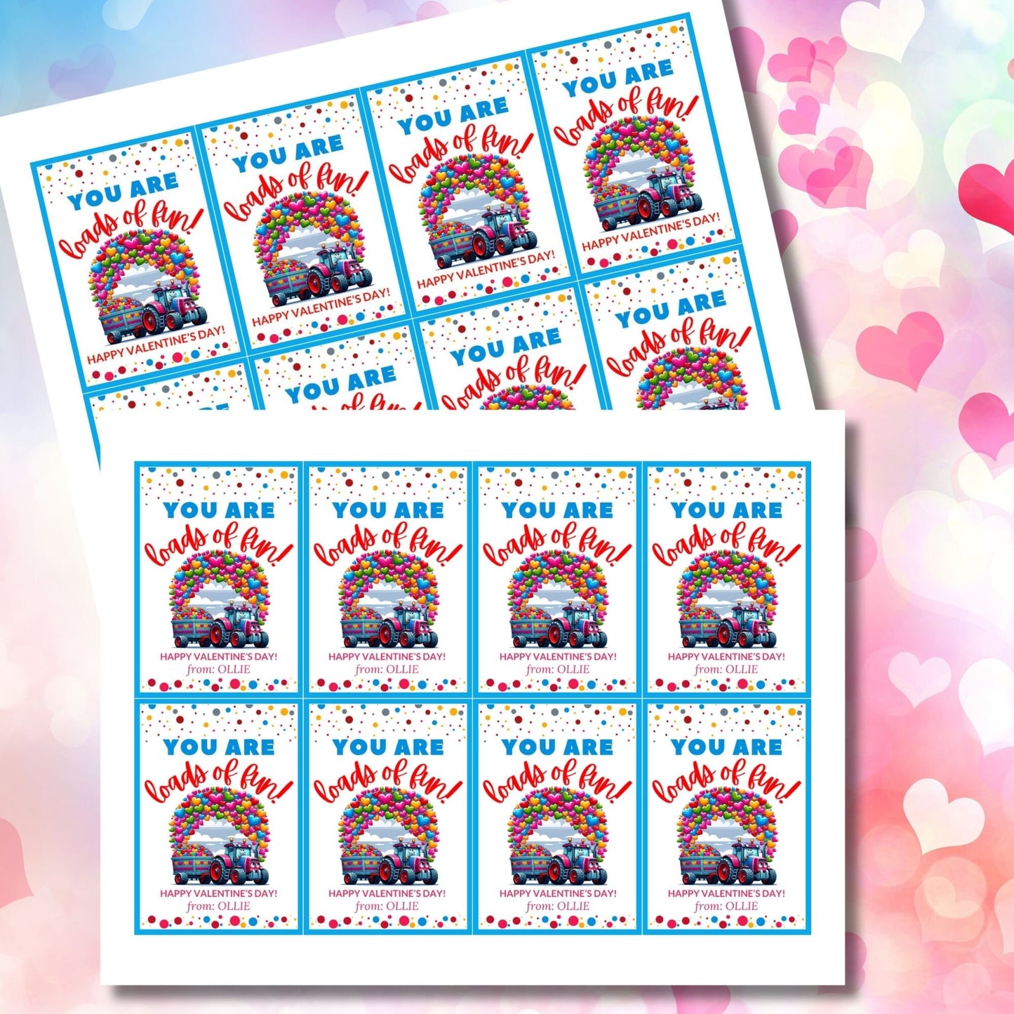 Boy Valentine | Tractor Valentine | Kids Printable Valentine | Class Favor Gift Tag | Kids Valentines | Kids Valentine | Valentine Sticker