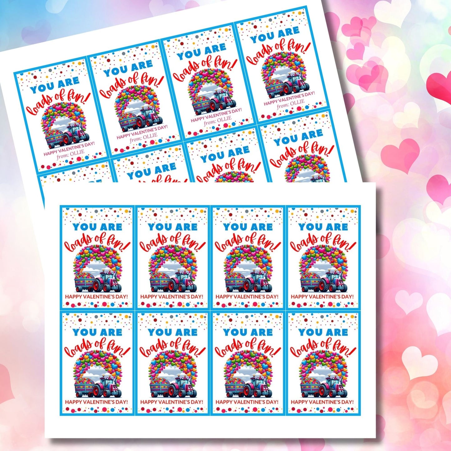 Boy Valentine | Tractor Valentine | Kids Printable Valentine | Class Favor Gift Tag | Kids Valentines | Kids Valentine | Valentine Sticker