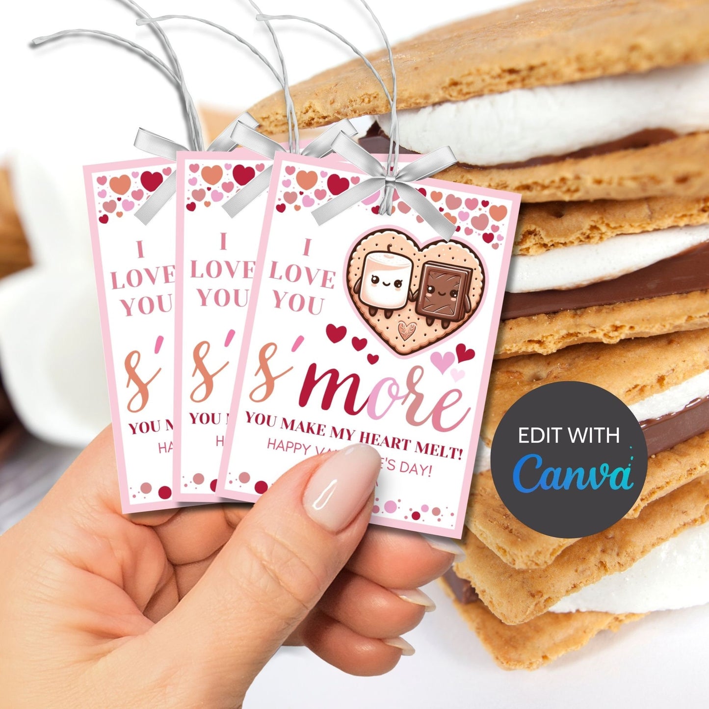 I Love You Smore Printable | Instant Download | Editable | Smores Bar | Smores Valentine Tag | Teacher Friend Classmate Smores