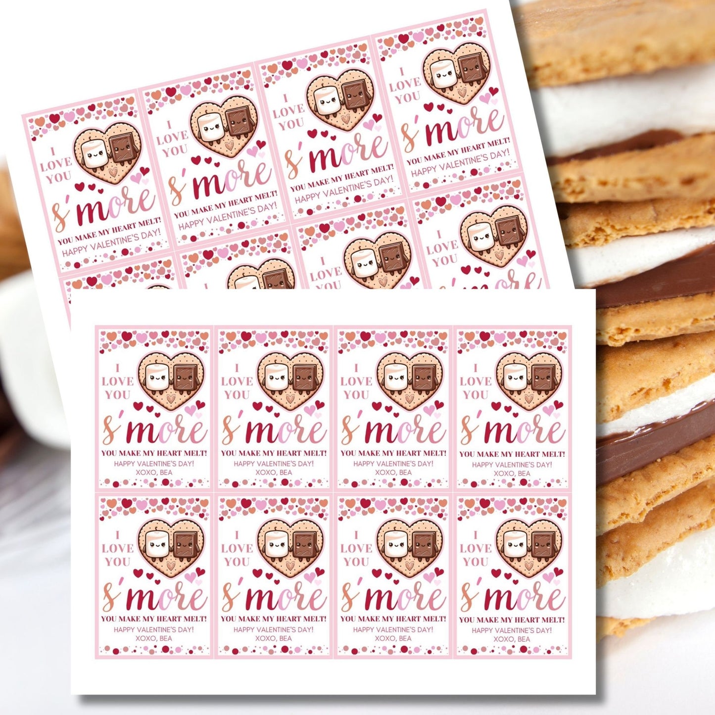I Love You Smore Printable | Instant Download | Editable | Smores Bar | Smores Valentine Tag | Teacher Friend Classmate Smores