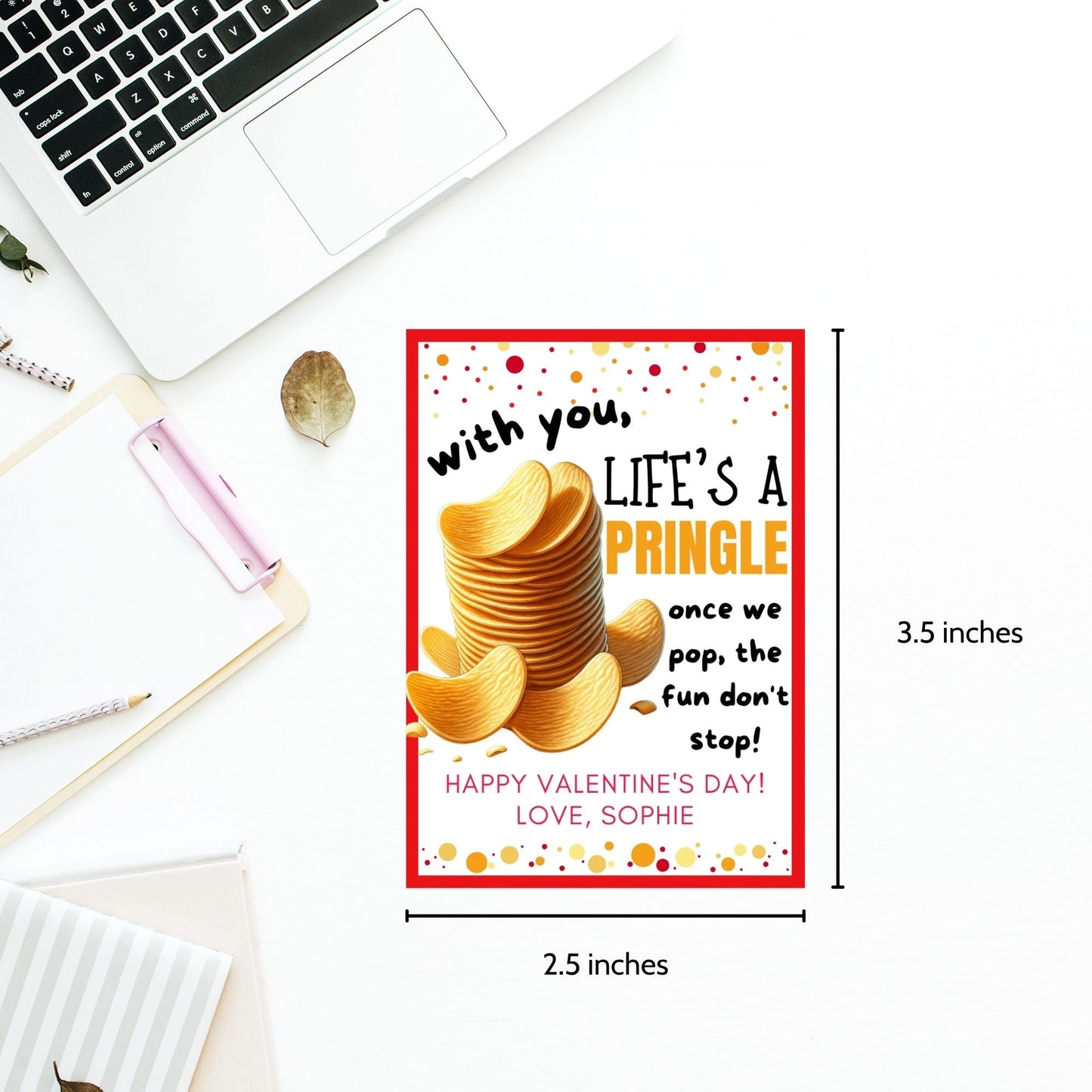 Pringles Snack Chip Valentine Printable Tag | Digital Download | For Pringles Snack Size | Classroom Friends Valentines Day Stickers
