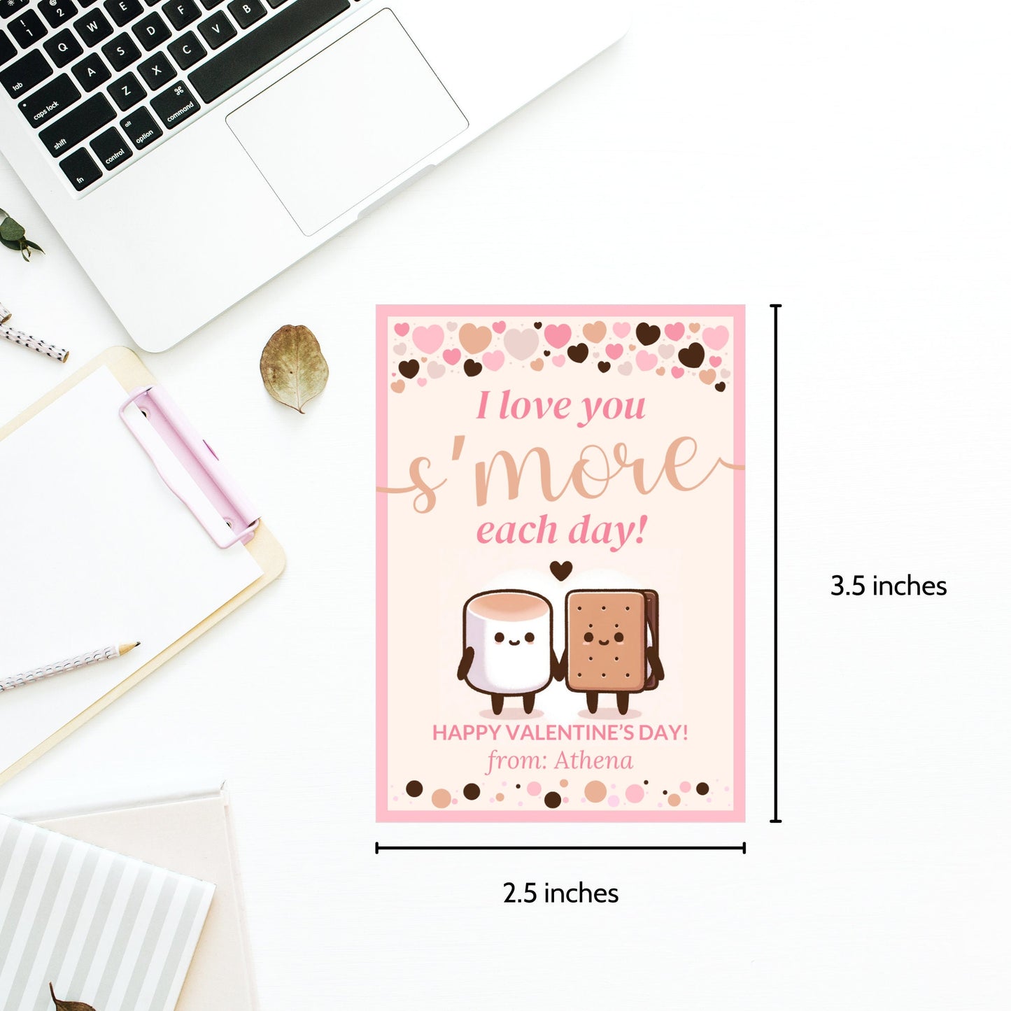 I Love You Smore Each Day Valentine Printable Tag | Editable | Smores Bar | Smores Valentine | Teacher Friend Classmate Smores