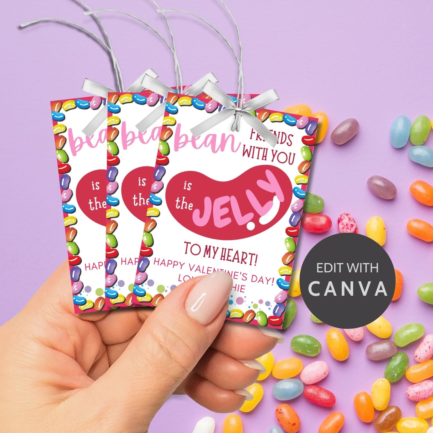 Jelly Beans Valentine Printable Editable Tag | Bean Friends | Jelly Bean Favor Tag | Candy Gift Tag | Class Kids Tag Tween Galentine