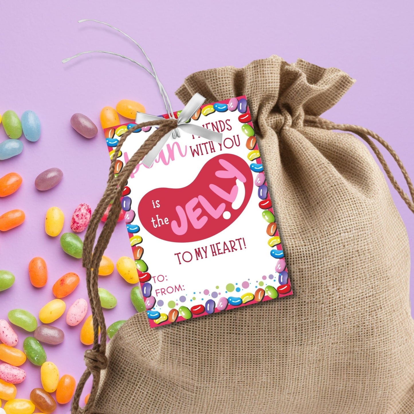 Jelly Beans Valentine Printable Editable Tag | Bean Friends | Jelly Bean Favor Tag | Candy Gift Tag | Class Kids Tag Tween Galentine