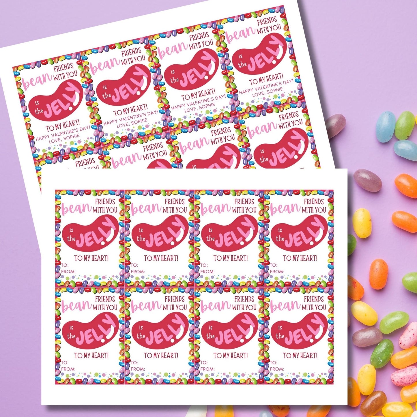 Jelly Beans Valentine Printable Editable Tag | Bean Friends | Jelly Bean Favor Tag | Candy Gift Tag | Class Kids Tag Tween Galentine