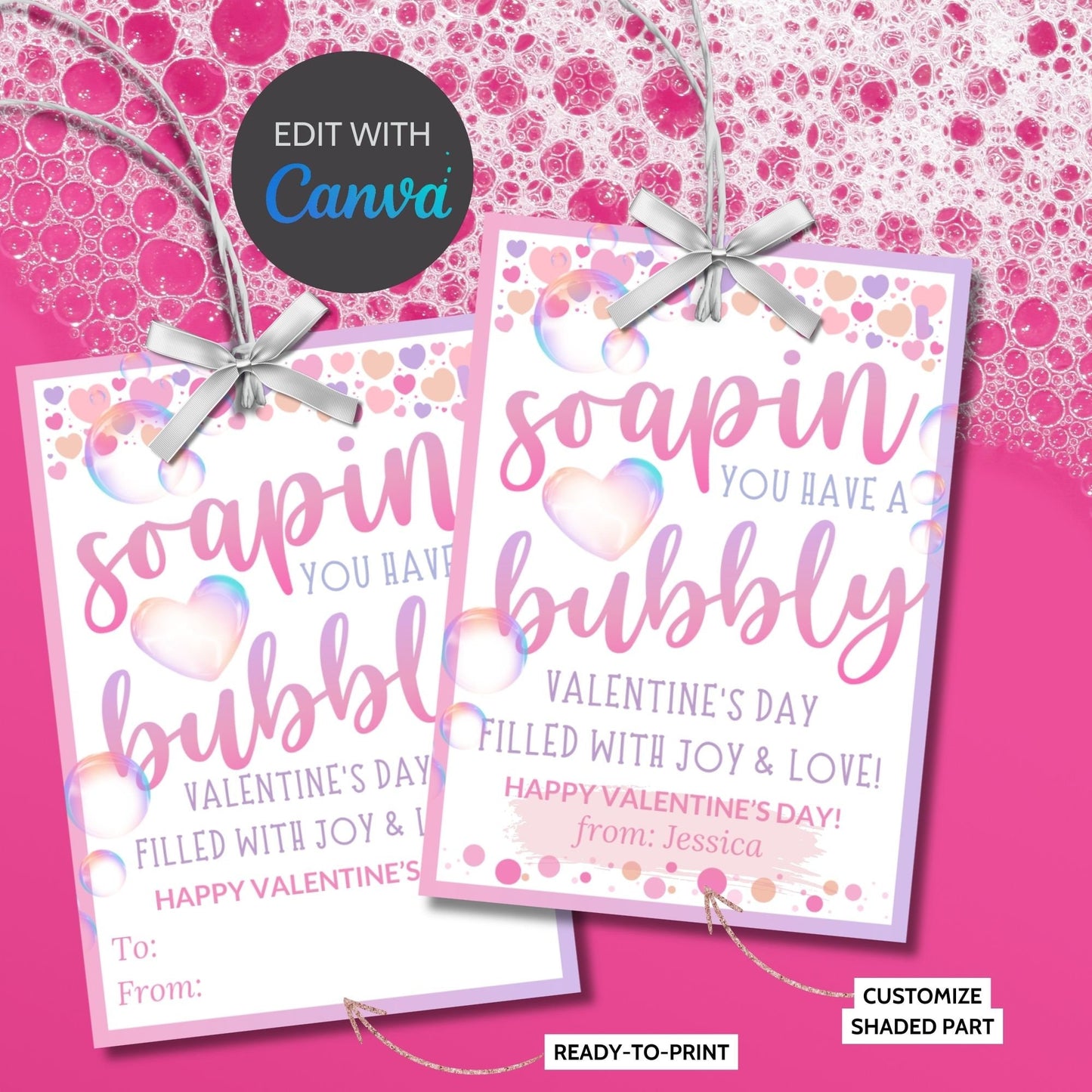 Soap Valentine Printable Gift Tag | Teacher PTA PTO Friend Coworker Neighbor Classroom Valentine | Hand Soap Gift | Instant Download