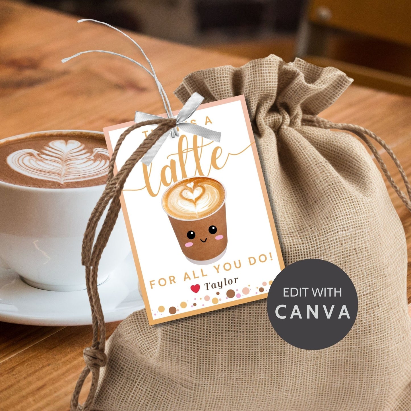 Coffee Teacher Appreciation Gift Tag | Thanks a Latte | Gift Card Holder | Teacher Thank You Gift | Staff Appreciation | Instant Download